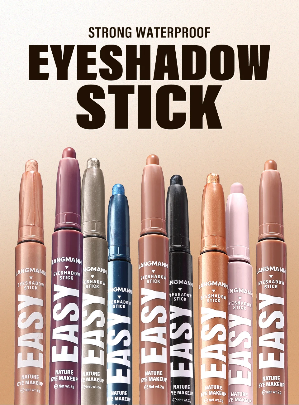 Description Picture 2 of itemNew Color Eye Shadow Stick Grey Blue Metallic Shimmer Cream Brighten Highlighter Eyeshadow Pencil Crayon Waterproof Fashion