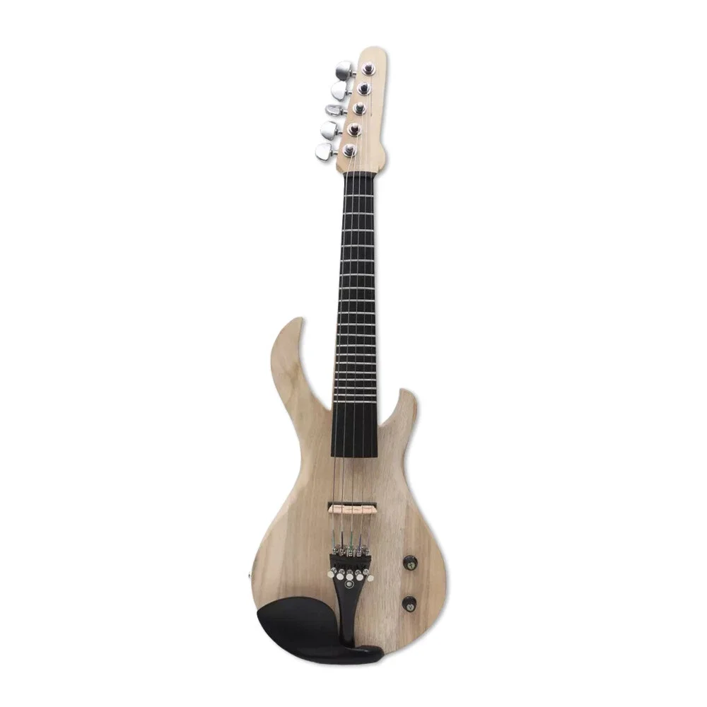 5 String Fret Electric Violin 4/4 Flame Guitar Shape Handmade Solid Wood Powerful Sound with Bag Bow Hardware for Student