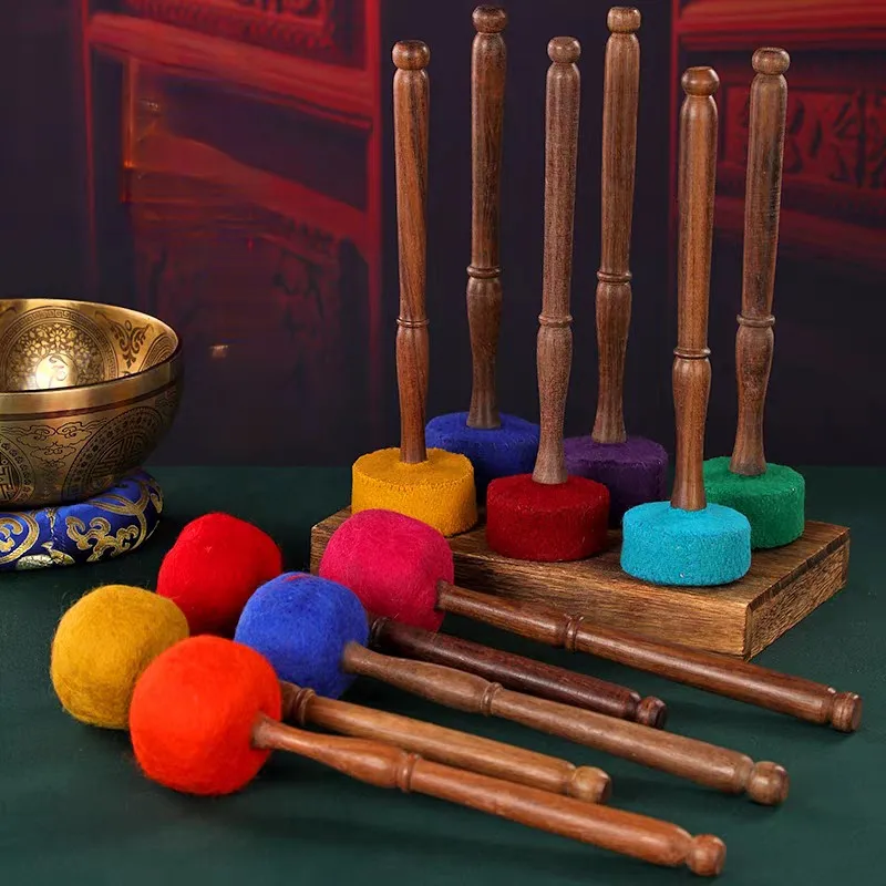 Mazzuolo Professionale per Campane Tibetane, Strumento a Percussione in Legno per Campane Sonore, Accessorio per Strumenti Musicali Buddisti