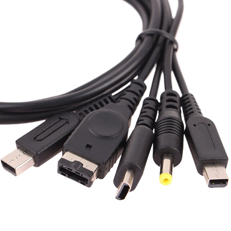 1.2M 케이블 고속 충전 케이블 5 in 1 USB 게임 충전기 코드 와이어 (뉴 3DS XL, NDS Lite, NDSI LL, Wii, U, GBA, PSP용)
