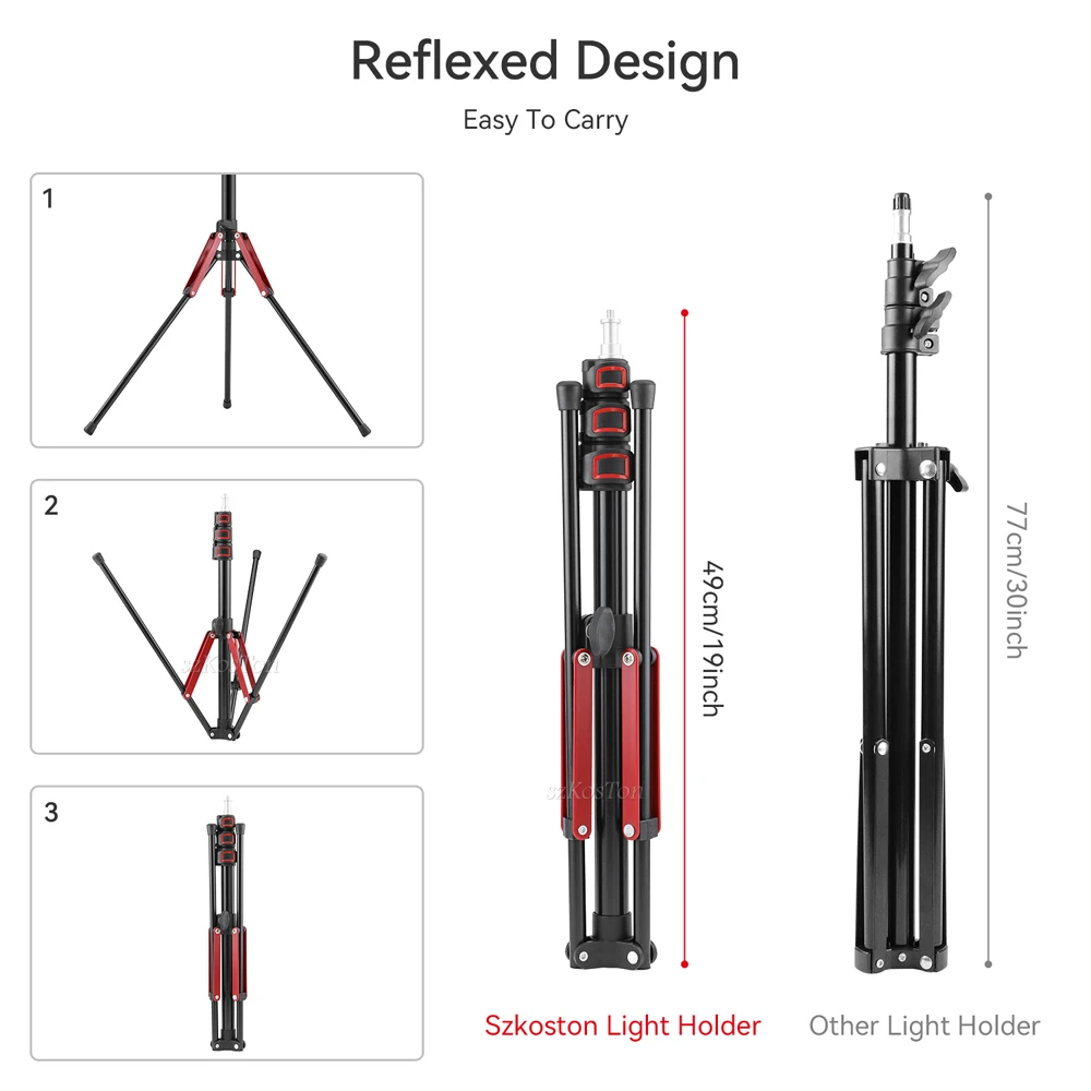 1.9M/75Inch Aluminium Light Stand Photography Light Tripod Monopod Bracket For LED Video Flash Travel 1/4 Screw