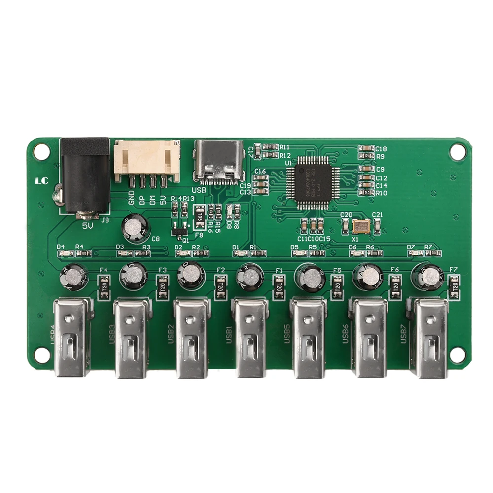 USB 2.0 HUB Module 1 to 7-port Hub USB Expansion Module Seven Port Splitter with Power Supply 2.0 Expansion