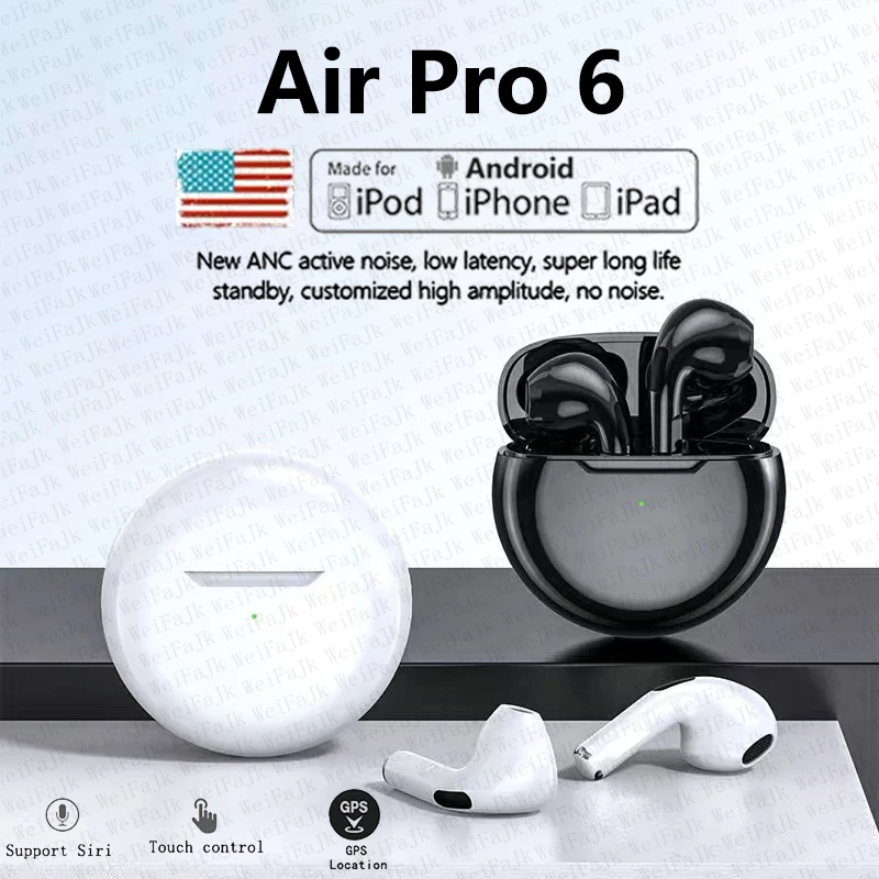 Apple оригинальные AirPods Pro 6 TWS Max беспроводные Bluetooth наушники с микрофоном наушники гарнитура для Lenovo iPhone наушники