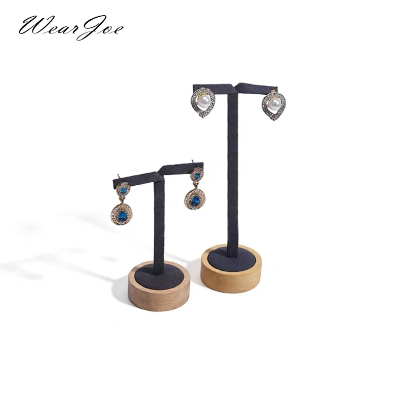 Elegant Solid Wood Hanger Jewelry Earring Display Shelf Stand Eardrop Holder Rack Ear Stud Storage Showcase Organizer Decoration metal ear jewelry t bar rack ear studs hanging tower storage shelf cabinet window earring holder stand display organizer bracket