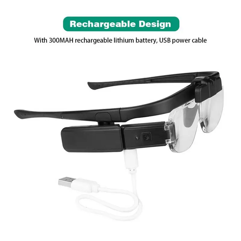 Headband Interchangeable Magnifying Glass Rechargeable Headset Magnifying Glasses Binocular Magnifier for Watch Repair Jewelry