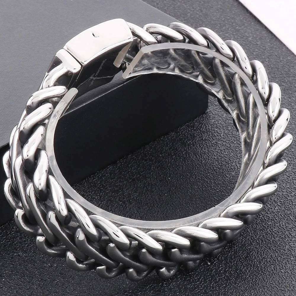 Men's Silver Braided Chain Bracelet XXL (20cm / 7.9”)