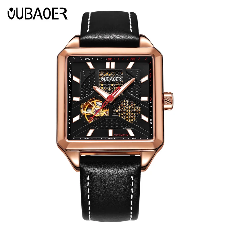 

2023 OUBAOER Men Watches Luminous Waterproof Design Watch Male Top Brand Leather Male Mechanical Fashion Bussiness Wristwatches