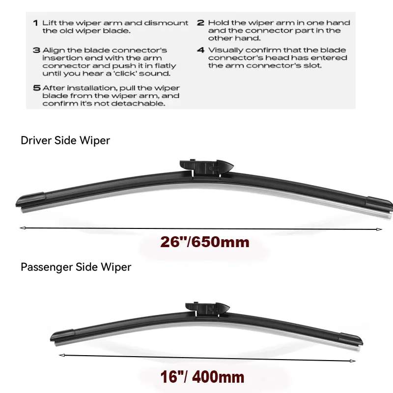 Premium Quality Car Wiper Blades - Front & Rear Set with Window Cutter Accessories