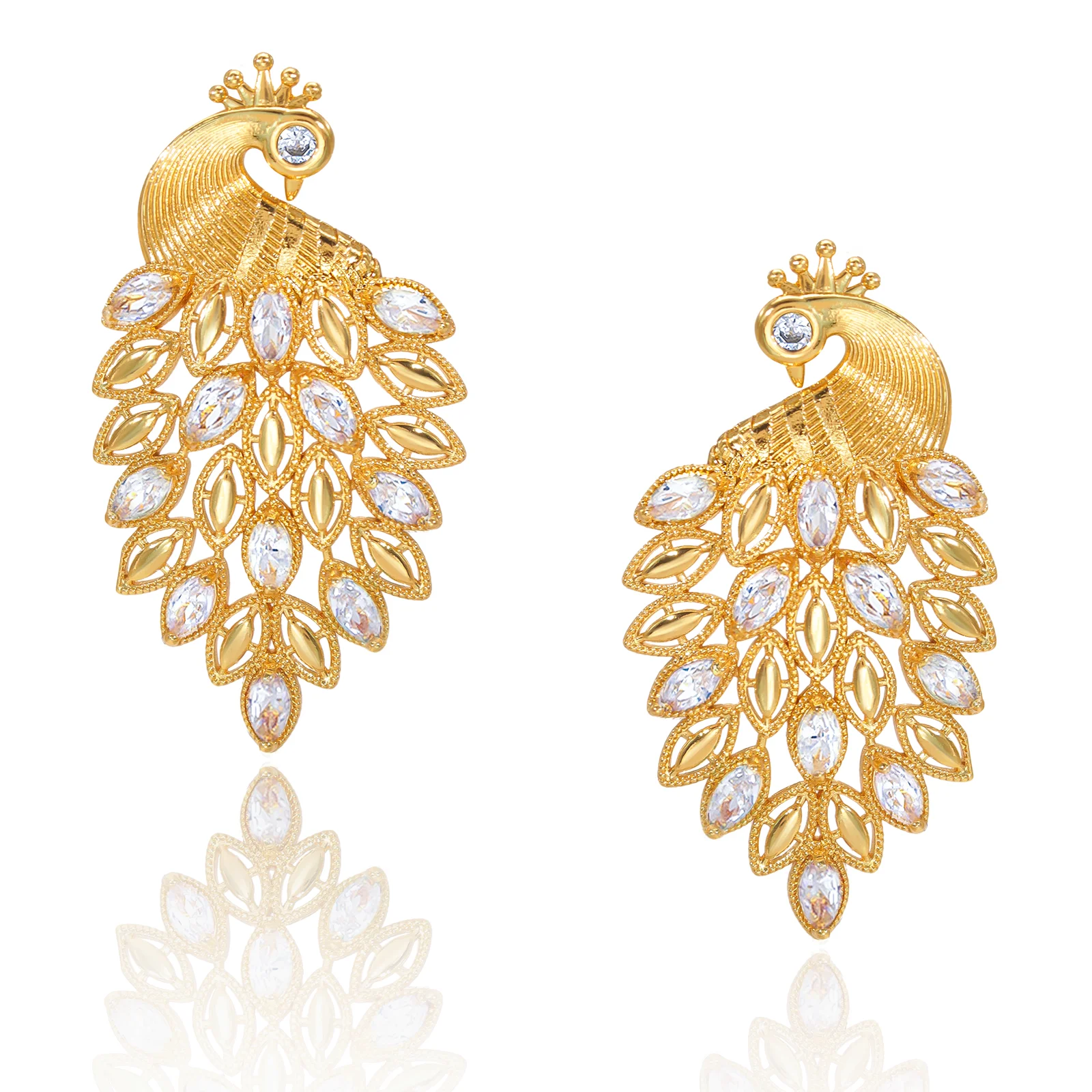 YTJX Luxus Bunte Zirkon Frauen Ohrringe Hight Qualität 18K Gold Überzogene Phoenix Geformt Große Ohrringe Für Party Schmuck Geschenke ﻿ – Detail 6