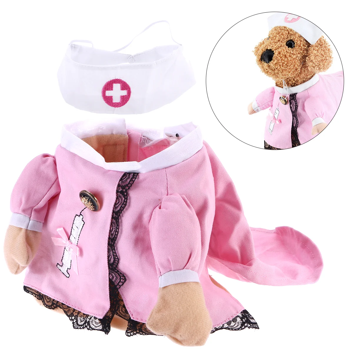 UEETEK Vêtements pour animaux de compagnie Nurse Cosplay Costume Cat Dog Hat Outfit Funny Party Apparel Taille S 