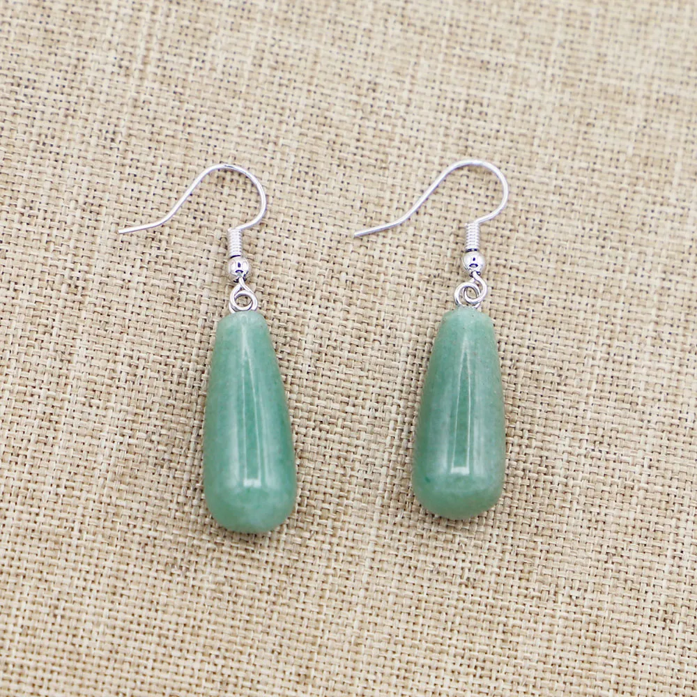 Creative Long Drop Earrings Natural Opal Crystal Agate Pendant Fashion Simple Temperament Women's Party Jewelry 5 Pair Wholesale