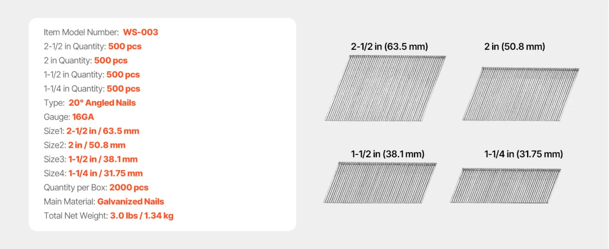 Bulk nails set