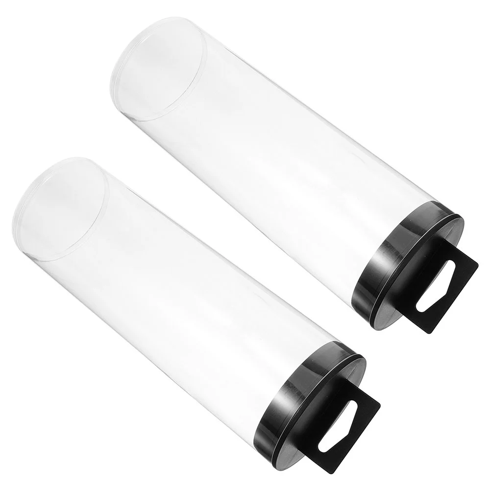 2 Pcs Transparent Tennis Tubes Black Lid Sports Supply Clear Ball Holders Durable Container Racquet Sports Tennis Accessories