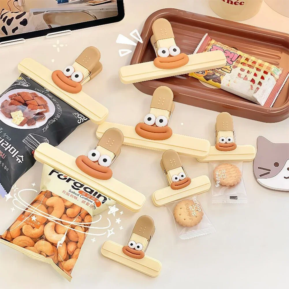 1Pc 크리 에이 티브 페이스 백 씰링 클립 식품 스낵 클립 주방 도구 장 작은 클립 냉장고 플라스틱 식품 가방 보관