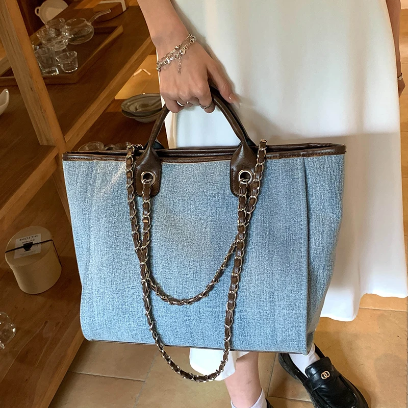 2023 Large Capacity Vintage Denim Chain Shoulder Bags Fashion Luxury Design  For Women New Tote Summer Casual Classic Y2k Handbag - AliExpress