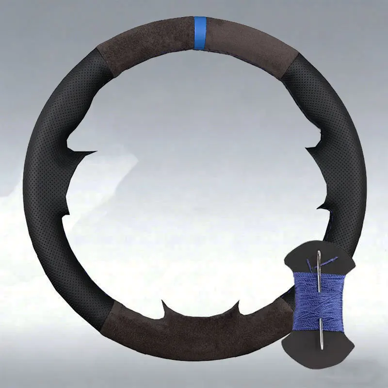 Premium Suede Leather Steering Wheel Cover - Luxury Auto Accessory Grip Cover