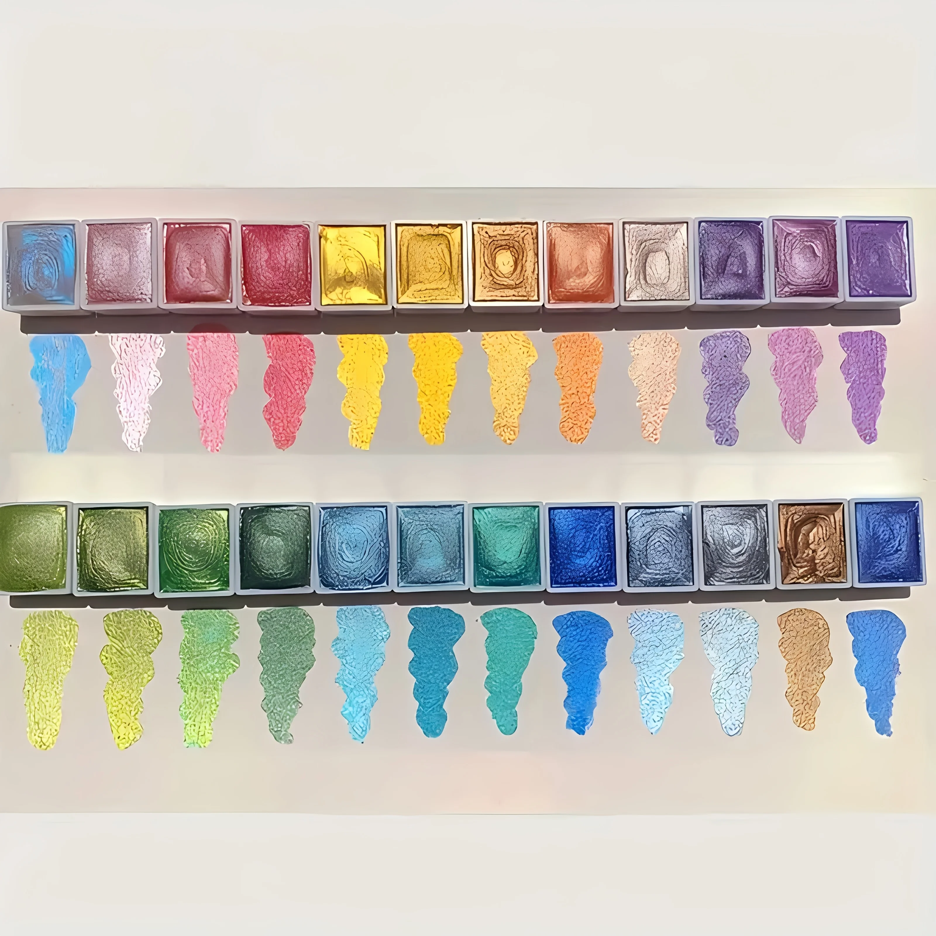 24-Color Vibrant Pearl Watercolor Paint Set for Chinese Painting Tang Cards & Calligraphy