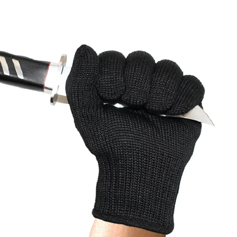 Work Gloves Grade 5 Cut Resistant Gloves Black Wire Cut Resistant Gloves  Safety Kitchen Hands Protection Working