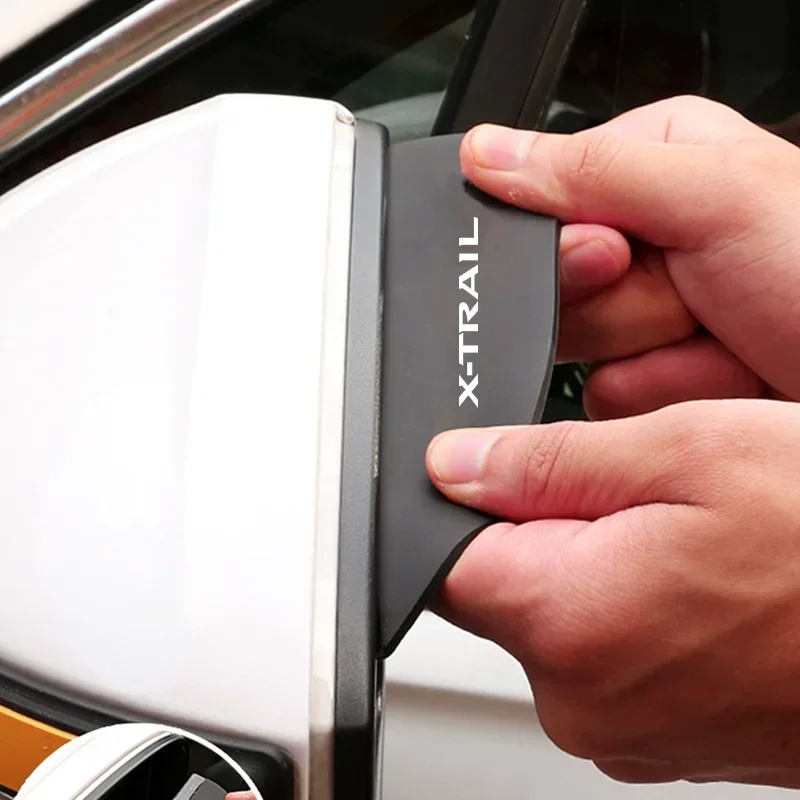 Car Rearview Mirror Rain Eyebrow For X-Trail XTrail T30 T31 T32 PVC Car Rearview Visor Rain Cover Auto External Accessories 2CS