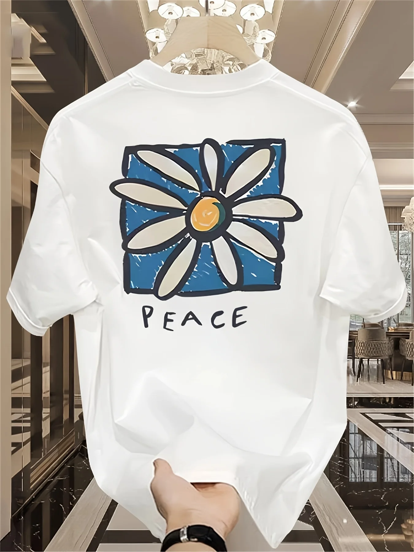 Herren 2026 Sommer Mode Bestseller Gänseblümchen-Print T-Shirt, Lässig 100% Baumwolle, Locker Geschnitten, Vielseitig Kurzarm
