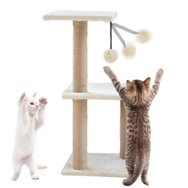 

3 Tier Cat Tree 3 Tier Kittens Pet Activity Tree With Interactive Dangling Ball 27.5inch Cat Tree Tower With Scratching Posts