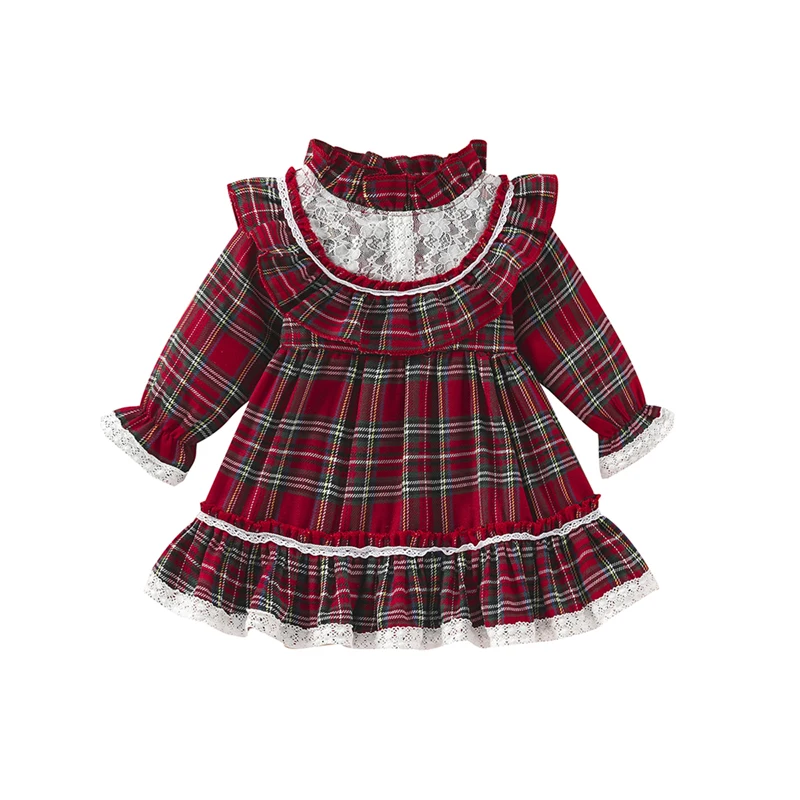 Baby Kerstmis Outfit Kleine Kinderen Meisjes Jurk Lange Mouwen Flanel Festival Rok A Lijn Prinses Tutu Jurk Hoge Taille Eendelig Fluweel Partyjurk Kerstmis Kinderkleding
