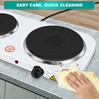 Plaque chauffante électrique filaire 1500W, Double plaque chauffante, brûleur électrique à 2 anneaux avec réglages de chaleur variables, cuisinière électrique de Table, camping 4
