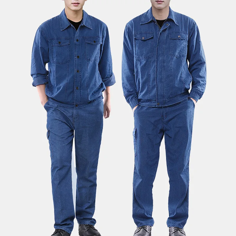 

Summer Jeans work Clothing denim worker Coveralls thin welding Suit Durable workshop repairman working Uniforms dirt proof Suits