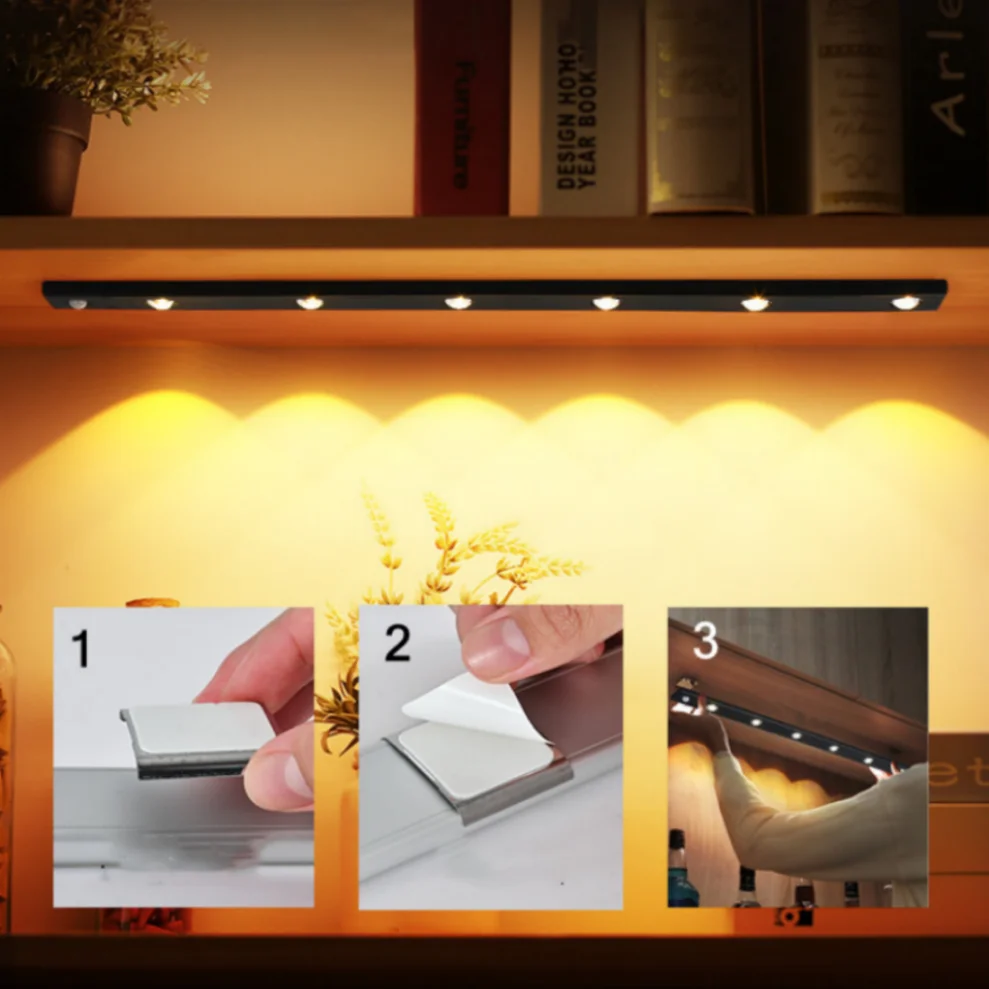 LED Night Light LED Cabinet Light LED Motion Sensor Light Cabinet Lights Motion Sensor Light 20cm/30cm/60cm Aluminum USB Rechargeable For Kitchen Wardrobe Cabinet Lighting