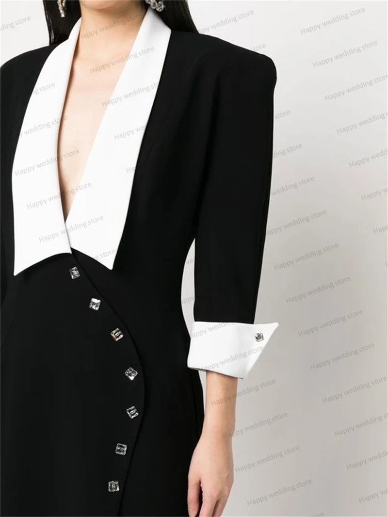 Designer Women Suits Dress Long Blazer Wedding Prom Dress Formal Office Lady Jacket Custom Made White Black Stitching Color