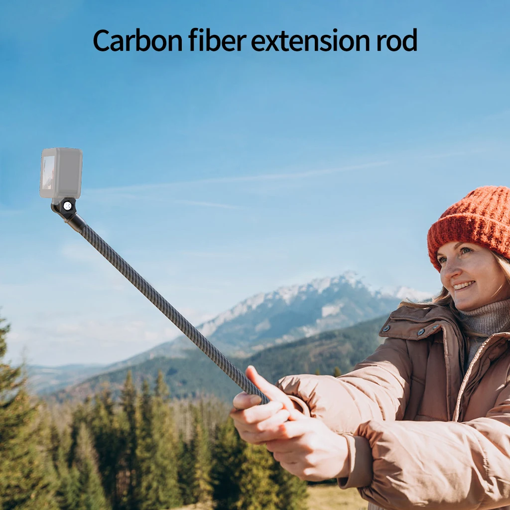 Carbon Fiber Extension Pole Rod 1/4 Screw Self Stick Monopod Bar for Gopro 13 12