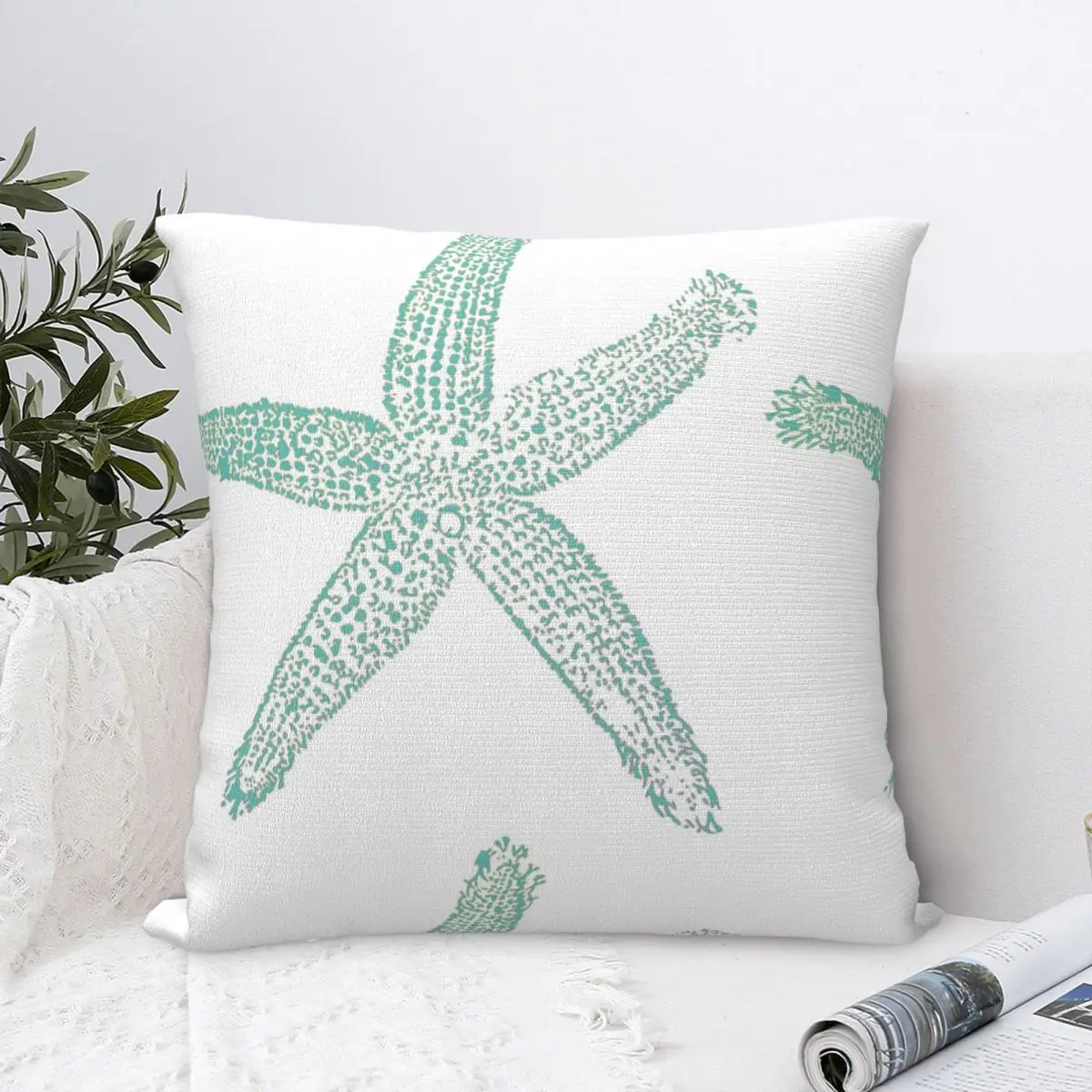 

Starfish Coastal Beach Teal Blue Green Pillowcase Pillow Case Cushion Cover Home Sofa Car Decorative Throw Pillow Printing Plush