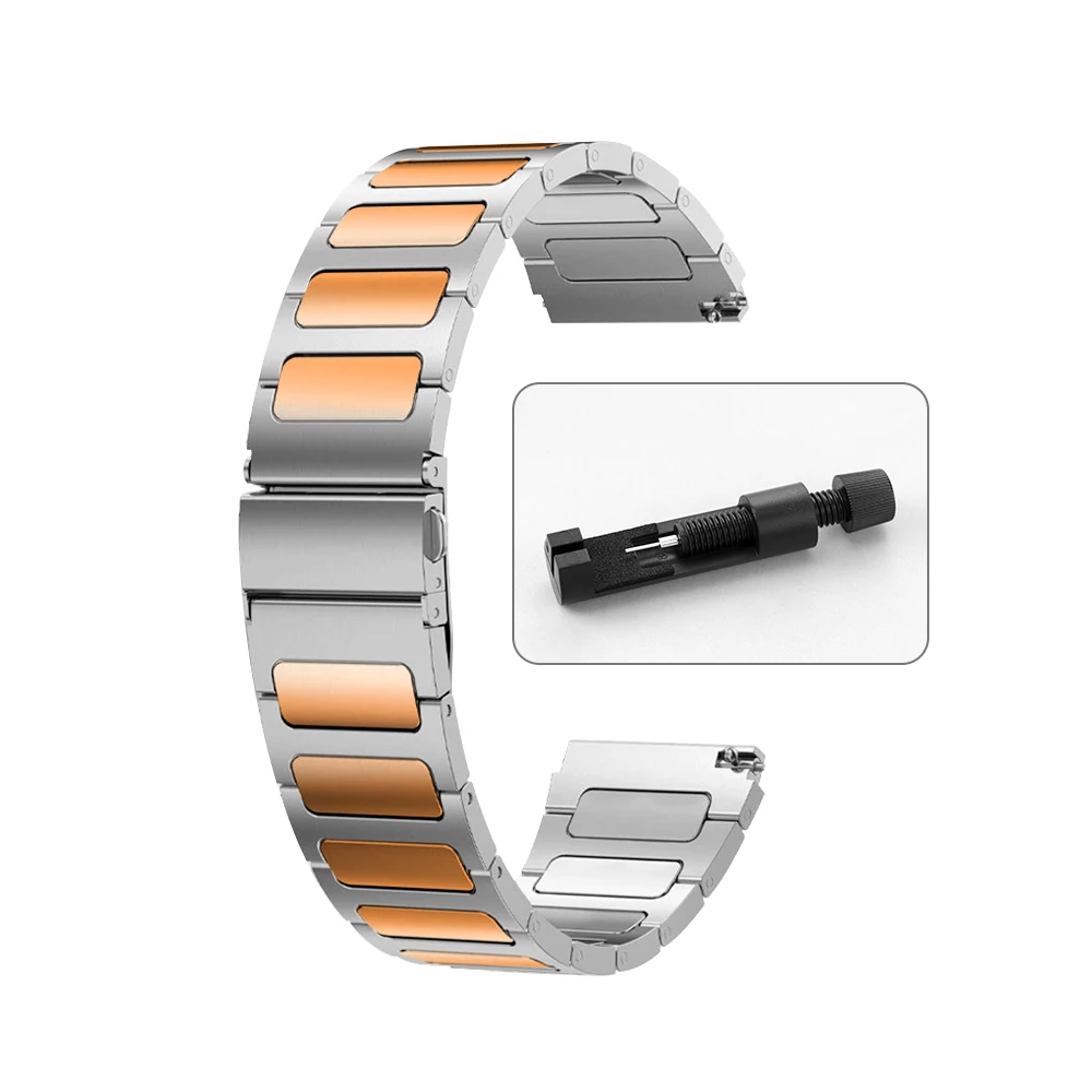 Premium 22mm Stainless Steel Watch Strap - Elegant Metal Bracelet Replacement Band