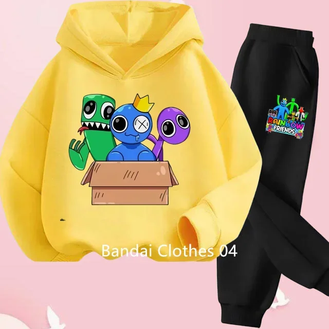 New Rainbow Friends Hoodie Sweater Sweatshirt + Pants Set Spring Fall Kids Baby Girl Boys Kids Toddler Clothes Christmas Gift 4