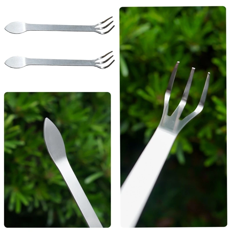 1/2Pcs Multifunctional Stainless Steel Bonsai Rakes 3 Prong Root Rakes for Soil Loosening and Transplanting Garden Tool D2RD
