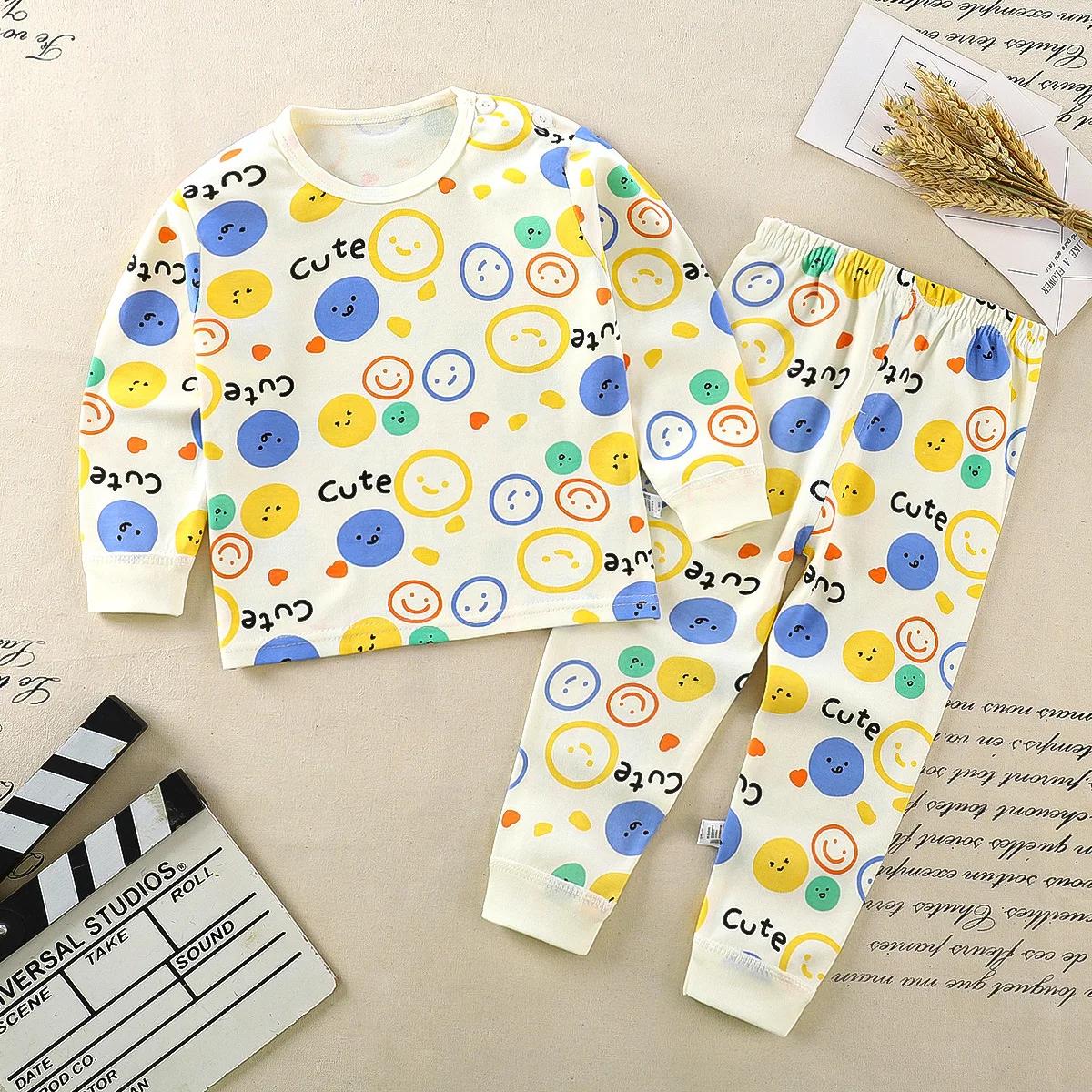 

2pc/set Autumn Clothing Underwear Long Sleeve Set Children's Wear Sleepwear Tops + Pants Two-piece Toddler Home Clothes Cotton