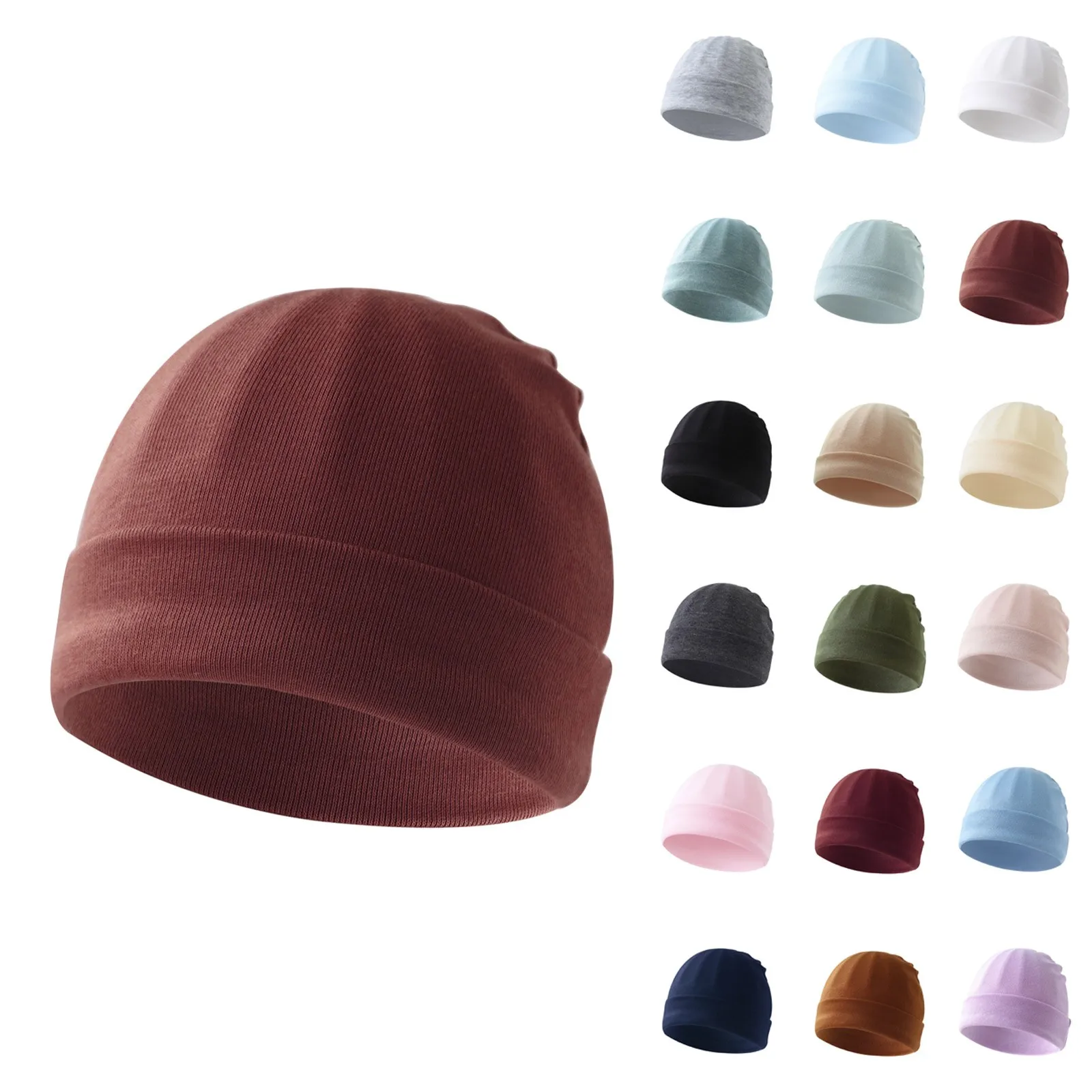 Newborn Infant Hats Autumn Windproof Hats For Baby Boys Girls Solid Color Keep Warm Turban High Elasticity Knitting Caps