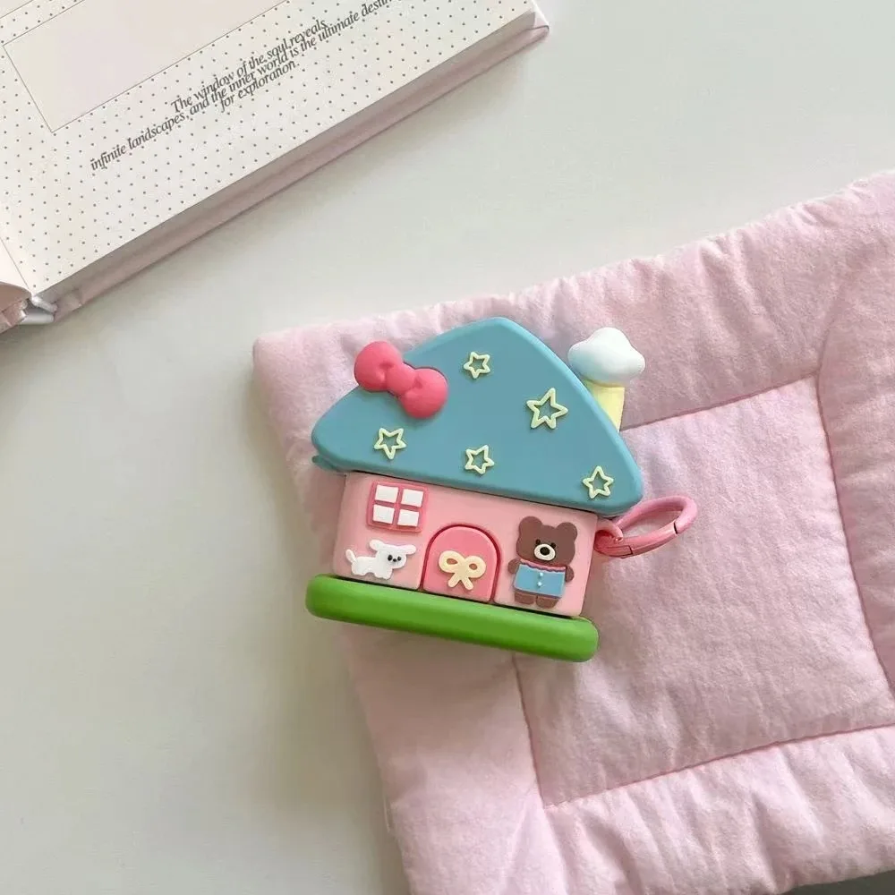 Cute Red Lodge Headphone Cover for Apple Airpods 1/2 Pro Pro2 3 4 Silicone Bear Soft Case