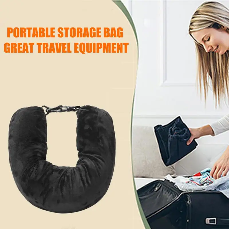 TUBE Cuscino da viaggio tubolare – bagaglio a mano – Riempi i vestiti in questo cuscino per il collo e risparmia sul trasporto, colore: nero