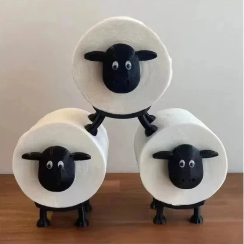 Cute Sheep Toilet Paper Holders Resin Lovely Sheep Tissue Box Stackable For Home Bathroom Vanity Night Stands Removable Holder
