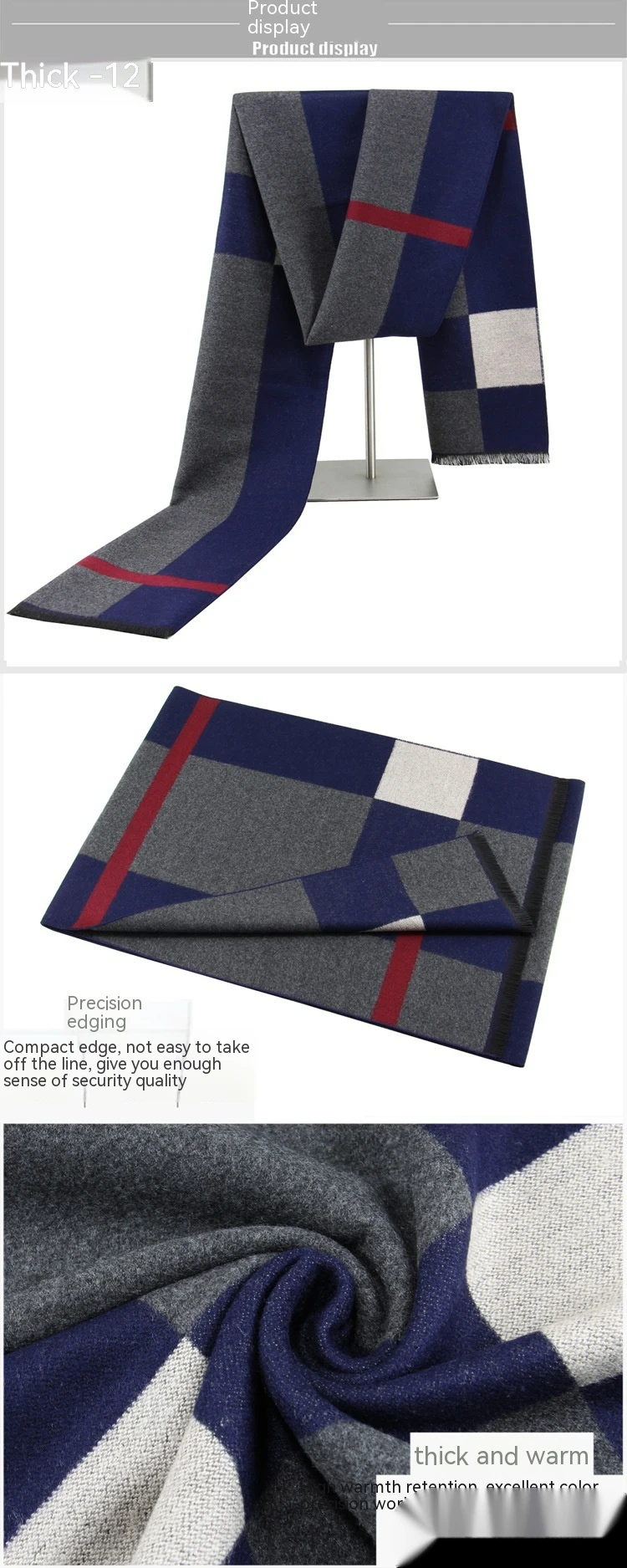 Herren Karoschal Aus Seidenplüsch - Warmer Winter Halsschal_voghion.com