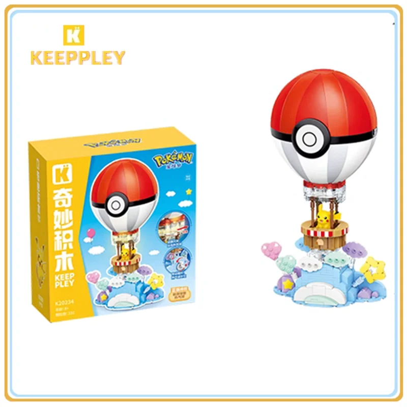 Keeppley Pokemon Series Building Block Pikachu Poké Ball Hot Air Balloon Splicing Model Ornaments Puzzle Toy Gifts