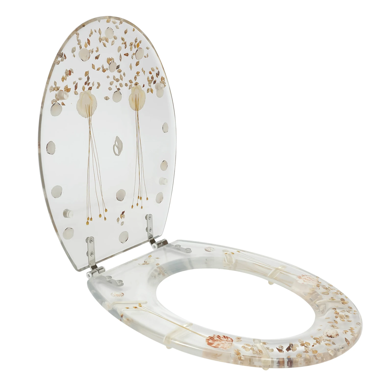 Resin Toilet Lid Universal Cover Real Dried Flower Shell Universal Toilet Cover Transparent