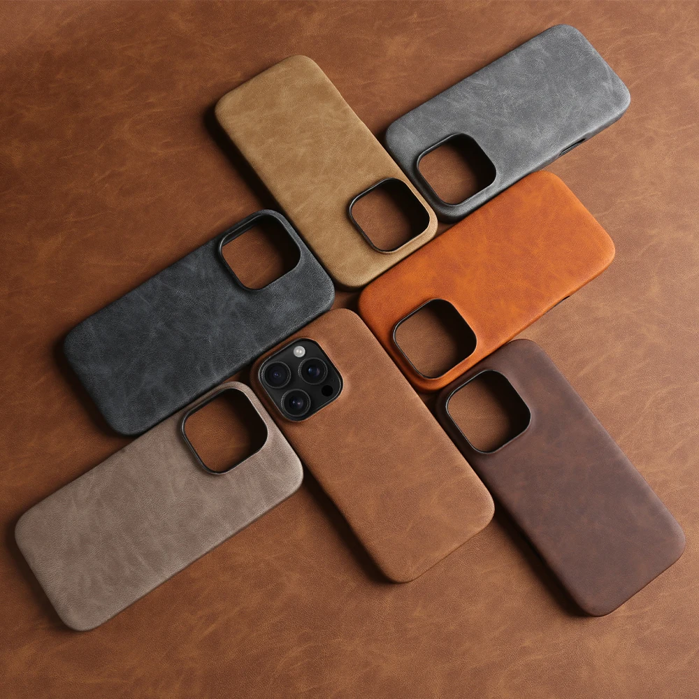 Luxurious Leather Phone Case - Skin Feel, Shockproof, Solid Color Back Cover