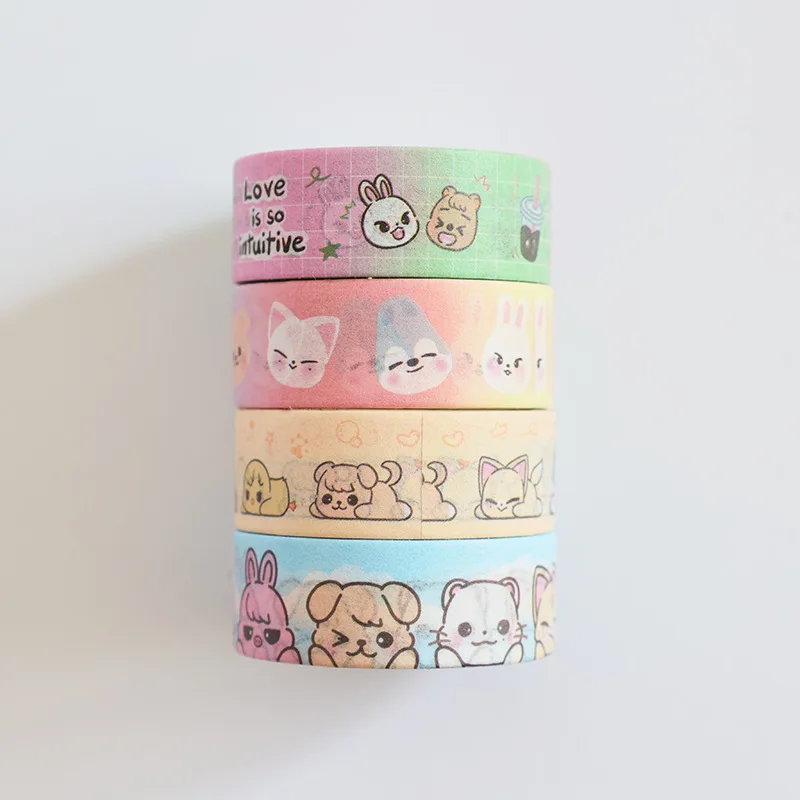 Korean Cute Animals Washi Tape Hand Account Decorative Tape Collage Planner DIY School Stationary Stickers 4