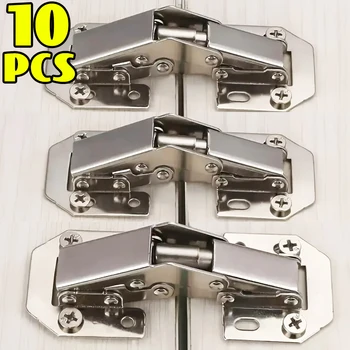 Hinges Stainless Steel 90 Degree No-Drilling HoleHydraulic Buffer Silver Kitchen Cabinet Cupboard Furniture Hardware Accessories