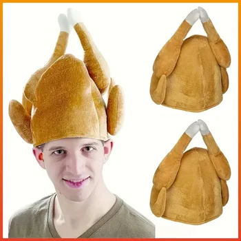 1 Uds. Divertido sombrero de pierna de pollo de Carnaval decoración de Navidad de Acción de Gracias sombrero de pavo sombrero de Carnaval para adultos gorra festiva para fiesta de Halloween 1