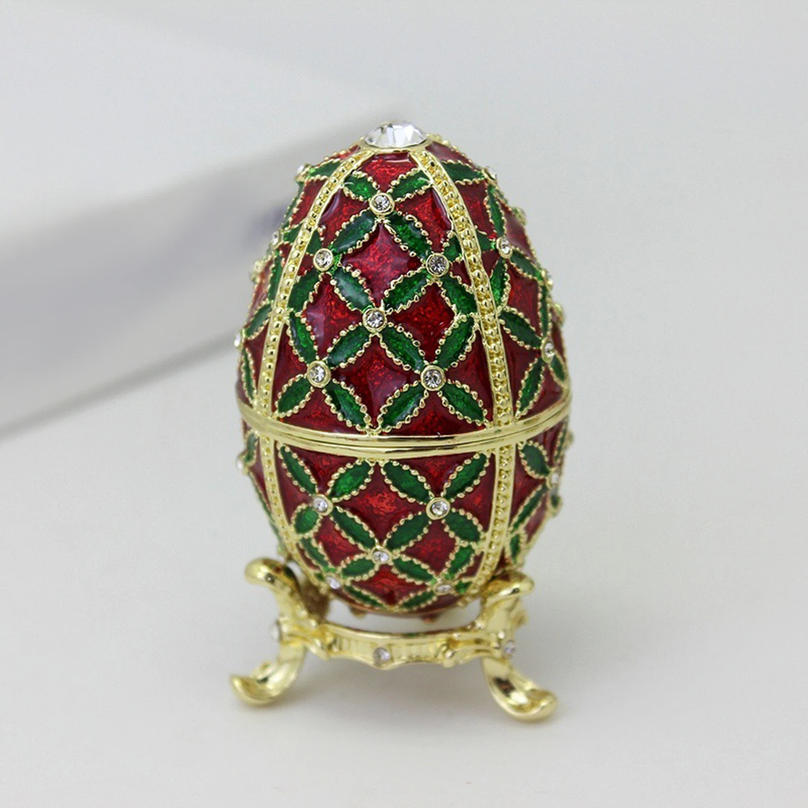 Easter Egg Shape Enameled Trinket Box Decoration Handcrafts Figure Crafts Spring Rings Faberge Egg Jewelry Organizer