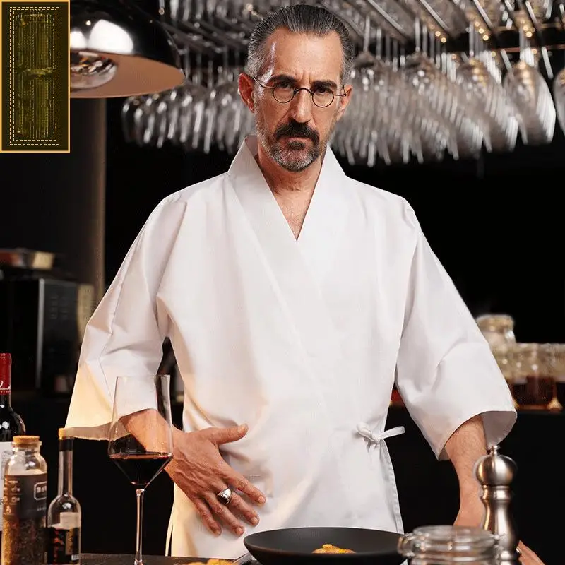 

1Pc Japanese Style Chef Clothes Sushi Shop Work Clothes Waiter Top Uniform Korean Japanese Restaurant Simple Chef Clothes