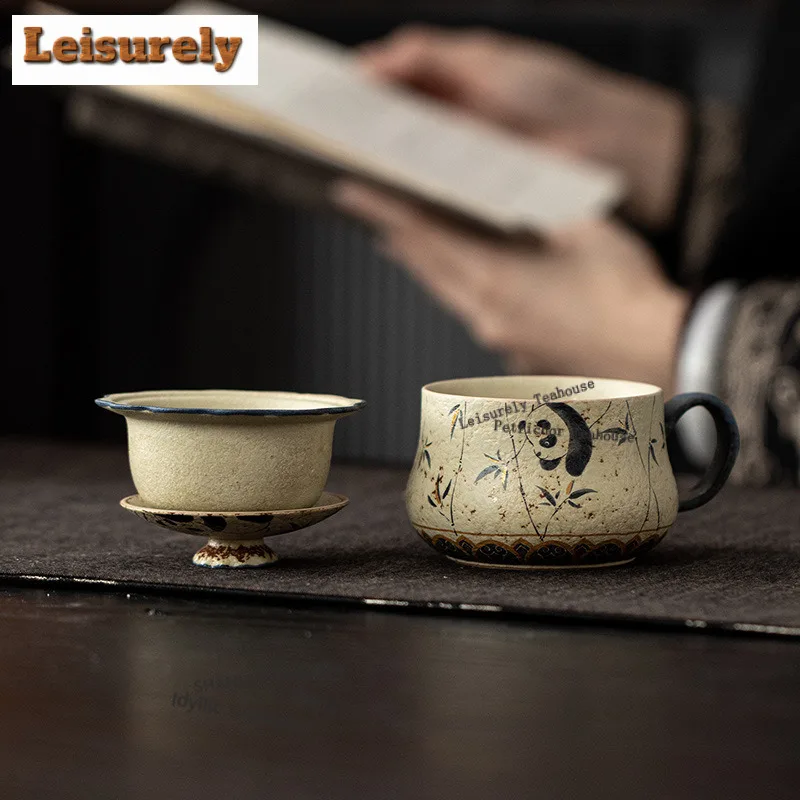 180ML Firestone Red Panda Bamboo Filter Tea Separator Cup Zen Tea Mug with Infuser Household Tea Maker Office Water Cup Craft